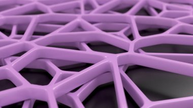Siyah arka plan üzerine soyut mor 3d rendeleyin. Hoparlör ızgara. Kaotik satır yapısı. 3D render illüstrasyon