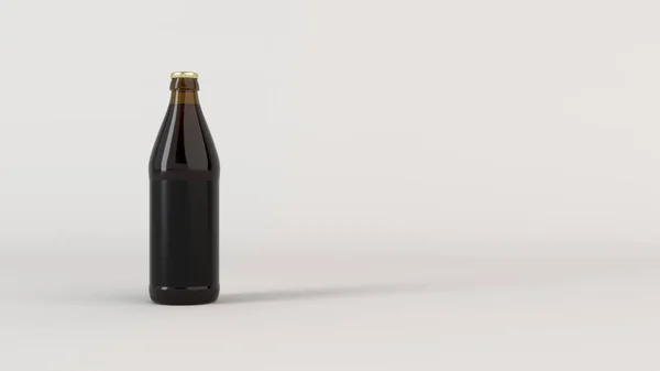 Изображение Коричневой Бутылки Пива Пустой Черной Этикеткой Белом Фоне Дизайн — стоковое фото