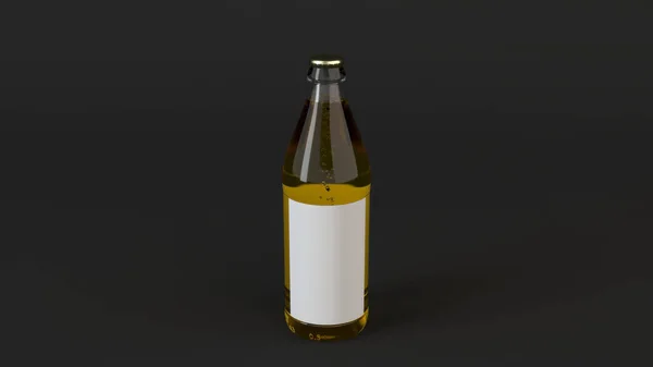 Maquette Bouteille Bière Transprent Avec Étiquette Blanche Vierge Sur Fond — Photo