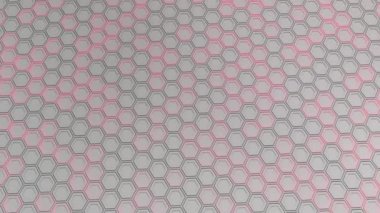 Teknolojik arka plan beyaz altıgenler kırmızı kızdırma ile yapılmış. Altıgen yanarak bahislerin doğru duvarına. 3D render illüstrasyon