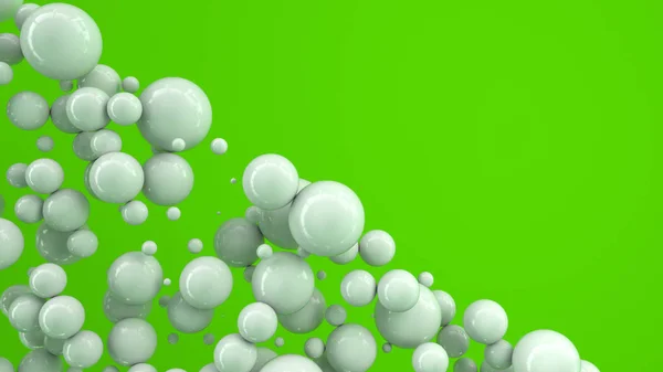 White Spheres Random Size Green Background Abstract Background Circles Cloud — Stock Photo, Image