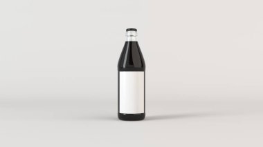 Yukarı transprent bira şişe 0,5 l beyaz arka plan üzerinde boş beyaz etiket ile ilgili alay et. Tasarım veya marka şablonu. 3D render illüstrasyon