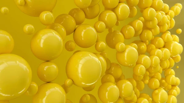 Gele Bollen Van Willekeurige Grootte Gele Achtergrond Abstracte Achtergrond Met — Stockfoto