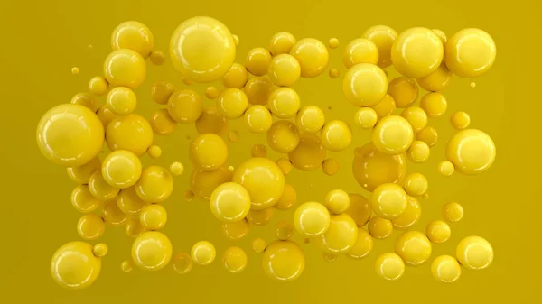 Gele Bollen Van Willekeurige Grootte Gele Achtergrond Abstracte Achtergrond Met — Stockfoto