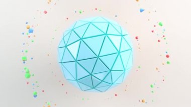 Arka plan beyaz yüzey üzerinde mavi küre ile. 3D render illüstrasyon
