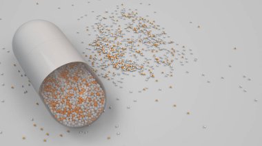 Beyaz arka plan üzerinde renkli ilaç kapsül. Tıbbi ya da eczane konsepti. 3D render illüstrasyon