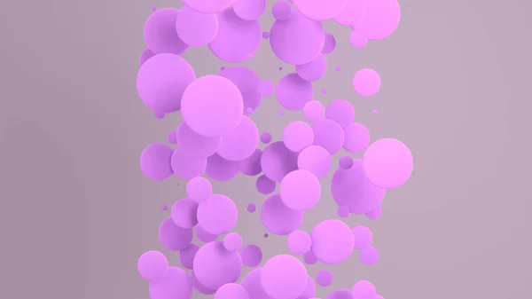 白い背景のランダムなサイズの紫のディスク 抽象的な背景の円 壁の前にサークルの雲 レンダリング図 — ストック写真