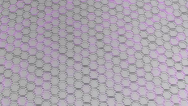 Fond Technologique Abstrait Fait Hexagones Blancs Avec Une Lueur Violette — Video