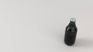 Kadar yeşil bira şişesinin 0,33 l beyaz zemin üzerine boş siyah etiket ile ilgili alay et. Tasarım veya marka şablonu. 3D render illüstrasyon