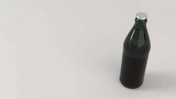 Burla Botella Cerveza Verde Con Etiqueta Blanco Negro Sobre Fondo — Foto de Stock