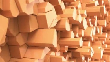 Turuncu kırık yüzey. 3d arka plan. 3D render animasyon