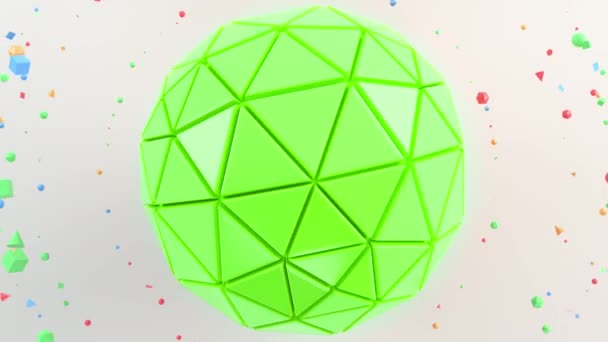 Fondo Abstracto Con Esfera Verde Superficie Blanca Ilustración Representación — Vídeo de stock