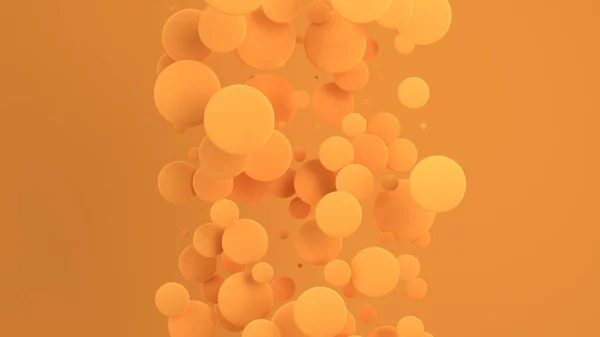 橙色背景上随机大小的橙色光盘 抽象背景与圈子 墙前的圆云 渲染插图 — 图库照片