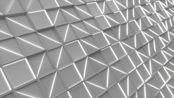 Muur Van Witte Rechthoek Tegels Met Witte Gloeiende Elementen Raster — Stockvideo