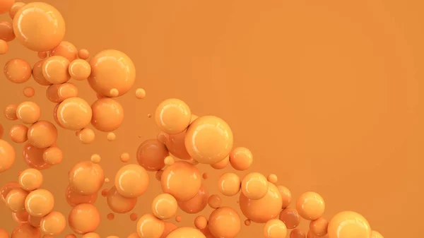 Oranje Bollen Van Willekeurige Grootte Een Oranje Achtergrond Abstracte Achtergrond — Stockfoto