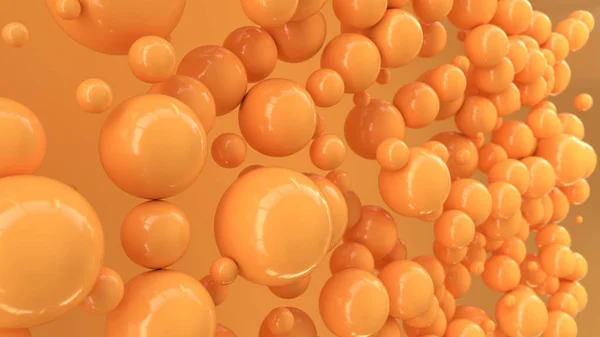 Esferas Naranjas Tamaño Aleatorio Sobre Fondo Naranja Fondo Abstracto Con — Foto de Stock