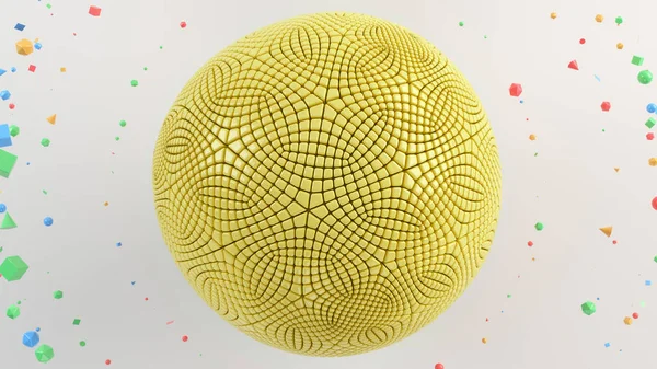 Fondo Abstracto Con Esfera Amarilla Superficie Blanca Ilustración Representación — Foto de Stock