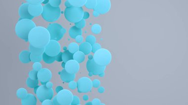Mavi yuvarlak yüzey-in beyaz arka plan üzerinde rasgele boyutu. Arka plan daire ile. Bulut çevrelerin duvar önünde. 3D render illüstrasyon