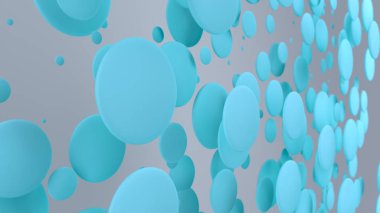 Mavi yuvarlak yüzey-in beyaz arka plan üzerinde rasgele boyutu. Arka plan daire ile. Bulut çevrelerin duvar önünde. 3D render illüstrasyon