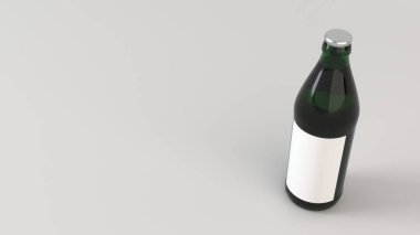 Kadar yeşil bira şişe 0,5 l beyaz arka plan üzerinde boş beyaz etiket ile ilgili alay et. Tasarım veya marka şablonu. 3D render illüstrasyon