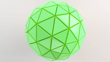 Arka plan beyaz yüzey üzerinde yeşil küre ile. 3D render illüstrasyon