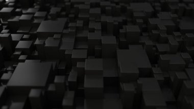 Desen siyah küpleri farklı boyutlarda. Soyut geometrik 3d arka plan. 3D render illüstrasyon