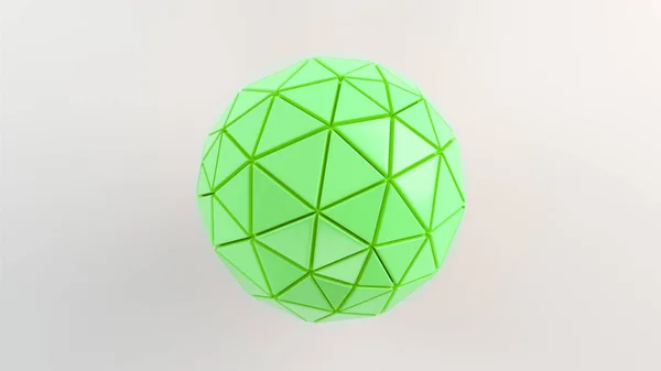 Abstract background with green sphere on the white surface. 3D render illustration