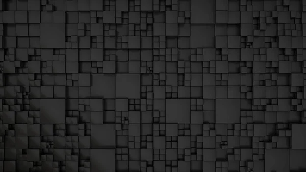 Pattern from black cubes of different sizes. Abstract geometrical 3d background. 3D render illustration