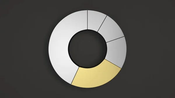 Metal Ring Pie Chart One Gold Sector Black Background Infographic — Stock Photo, Image