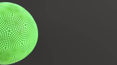 Arka plan siyah yüzey üzerinde yeşil küre ile. 3D render illüstrasyon