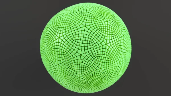 Abstract background with green sphere on the black surface. 3D render illustration