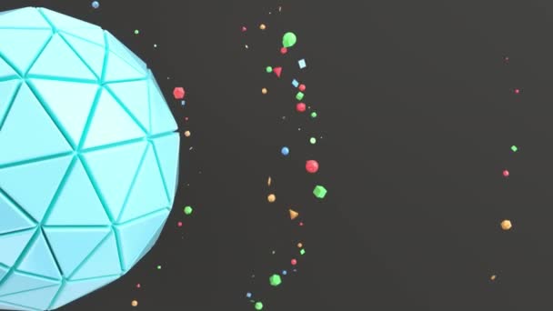 Fondo Abstracto Con Esfera Azul Superficie Negra Ilustración Representación — Vídeo de stock