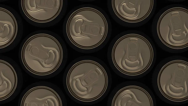 Big black soda cans on black background. Beverage mockup. Tin package of beer or drink. 3D rendering illustration