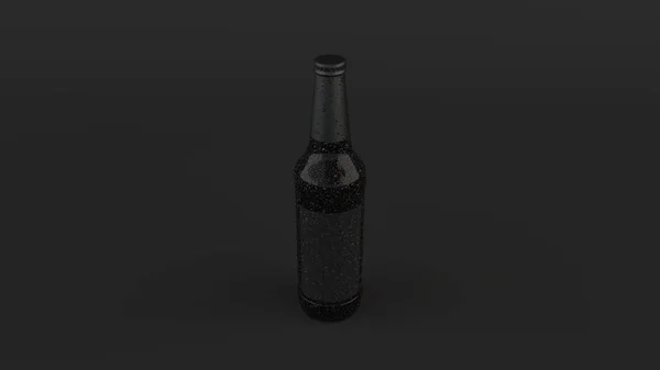 Mock Alta Botella Cerveza Marrón Con Etiqueta Condensación Blanco Negro — Foto de Stock