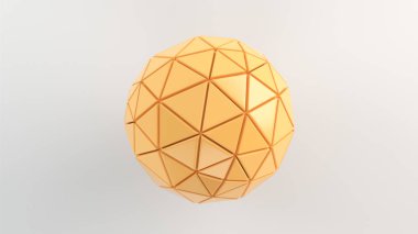 Arka plan beyaz yüzeyinde portakal küre ile. 3D render illüstrasyon