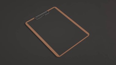 Ahşap Pano izole siyah arka plan üzerine siyah kağıt ile. Boş kağıt mockup. 3D render illüstrasyon.