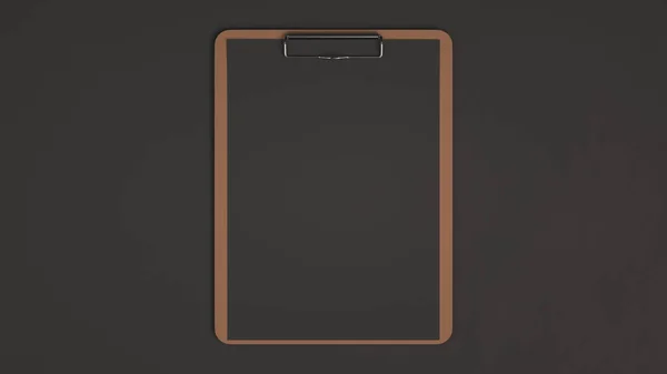 Clipboard Madeira Com Papel Preto Isolado Sobre Fundo Preto Modelo — Fotografia de Stock