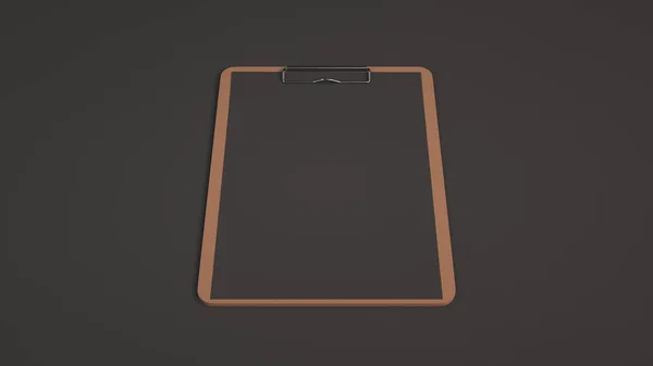 Clipboard Madeira Com Papel Preto Isolado Sobre Fundo Preto Modelo — Fotografia de Stock