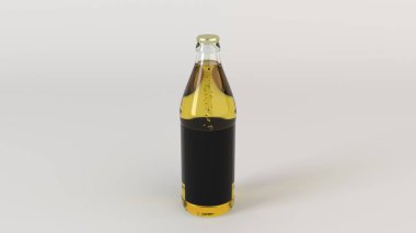 Yukarı transprent bira şişe 0,5 l beyaz zemin üzerine boş siyah etiket ile ilgili alay et. Tasarım veya marka şablonu. 3D render illüstrasyon