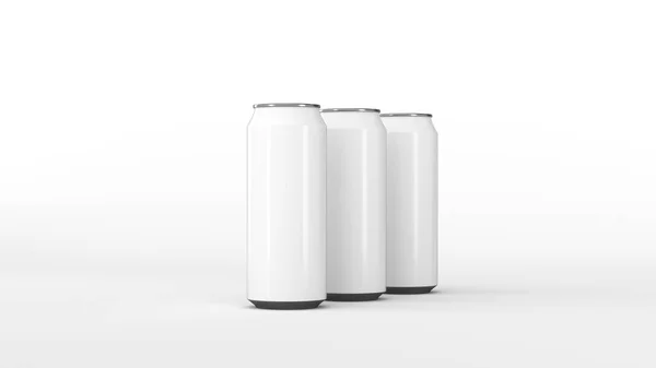 Raw Witte Frisdrank Blikjes Witte Achtergrond Drank Mockup Tin Pakket — Stockfoto