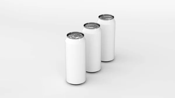 Raw Witte Frisdrank Blikjes Witte Achtergrond Drank Mockup Tin Pakket — Stockfoto