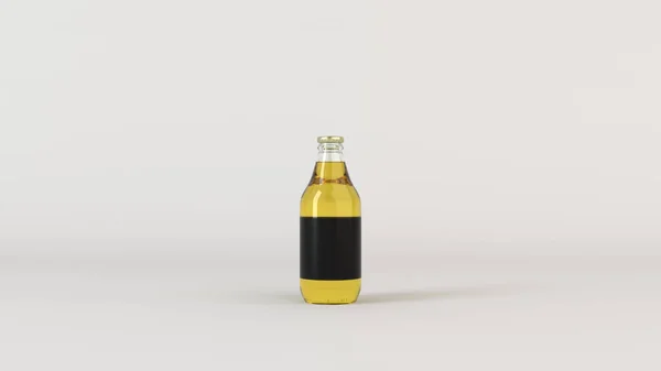 Изображение Прозрачной Бутылки Пива 33Л Чистой Черной Этикеткой Белом Фоне — стоковое фото
