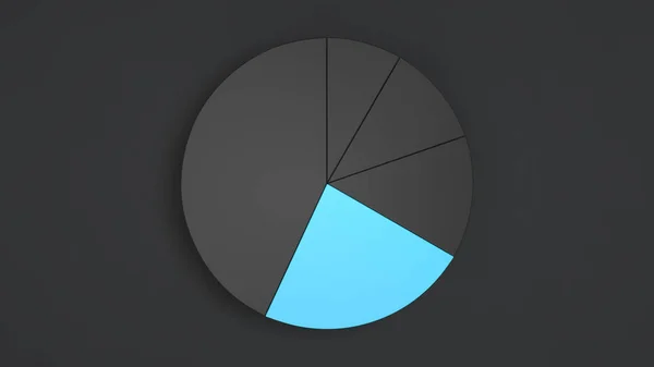 Black Pie Diagramm Mit Einem Blauen Sektor Auf Schwarzem Hintergrund — Stockfoto