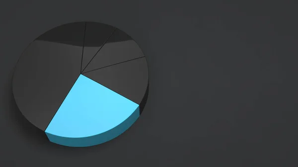 Black Pie Chart One Blue Sector Black Background Infographic Mockup — Stock Photo, Image
