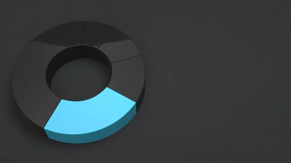 Black Ring Pie Chart One Blue Sector Black Background Infographic — Stock Photo, Image