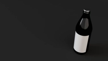 Kadar yeşil bira şişe 0,5 l siyah arka plan üzerine beyaz boş etiket ile ilgili alay et. Tasarım veya marka şablonu. 3D render illüstrasyon
