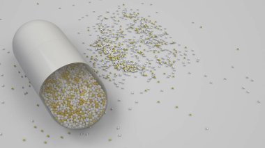 Beyaz arka plan üzerinde renkli ilaç kapsül