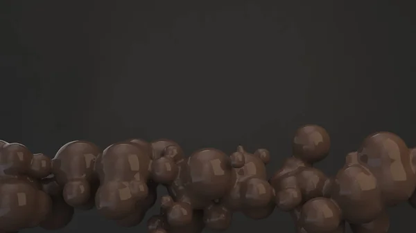 抽象巧克力气泡从 Spherecial 形状在黑色背景 渲染插图 — 图库照片