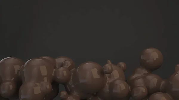 Bulle Abstraite Chocolat Formes Sphériques Sur Fond Noir Illustration Rendu — Photo