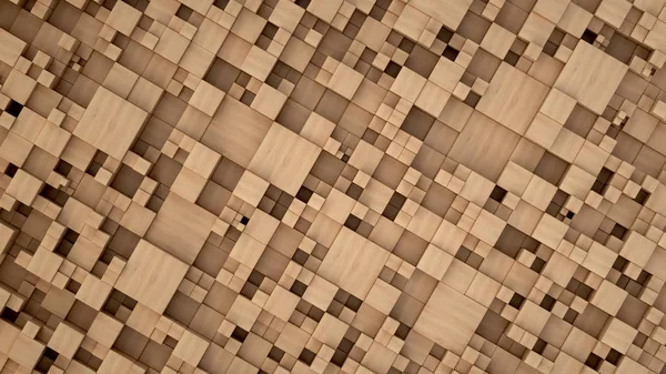 異なるサイズの木製キューブのパターン 抽象的な幾何学的な レンダリング図 — ストック写真